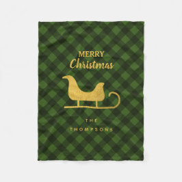 Christmas Green Black Buffalo Kariert Santa Sleigh Fleecedecke