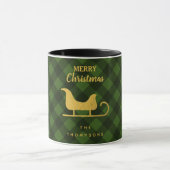 Christmas Green Black Buffalo Kariert Santa Sleigh Tasse (Zentrum)