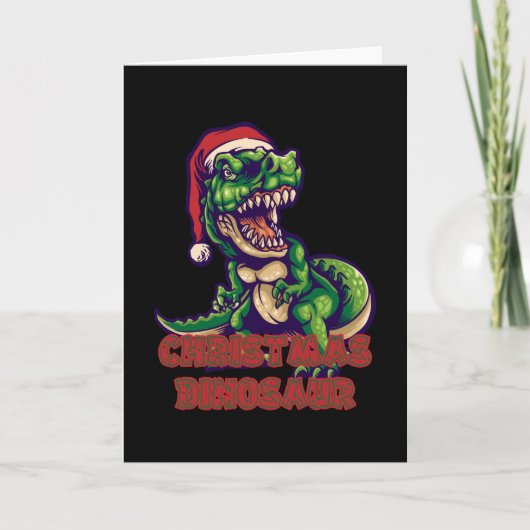 Christmas Green Dinosaurier | Dinosaurier-Design Karte (Vorderseite)