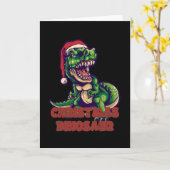 Christmas Green Dinosaurier | Dinosaurier-Design Karte (Gelbe Blume)