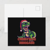 Christmas Green Dinosaurier | Dinosaurier-Design Postkarte (Vorne/Hinten)
