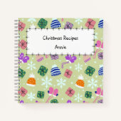 Christmas Green Doodle Pattern Monogram Recipe Notizblock (Vorderseite)