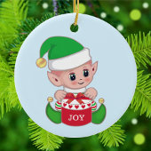 Christmas Green Elf Keramik Ornament