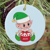 Christmas Green Elf Keramik Ornament