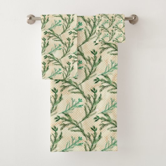 Christmas Green Evergreen Branches Badhandtuch Set (Insitu)
