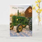 Christmas Green Farm Tractor In Snow Karte (Gelbe Blume)