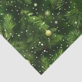 CHRISTMAS GREEN FERN BRANCHES & BALLS SEIDENPAPIER (Ausschnitt)