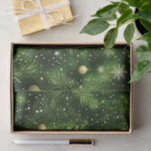 CHRISTMAS GREEN FERN BRANCHES & BALLS SEIDENPAPIER (Geschenk)