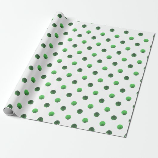 Christmas Green Foil Polka Dot Pattern Geschenkpapier (Ungerollt)