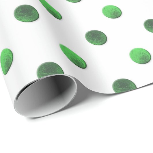 Christmas Green Foil Polka Dot Pattern Geschenkpapier (Rolleneckpunkt)