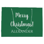 Christmas Green frohe Weihnachten Personalisiert Große Geschenktüte (Rückseite)