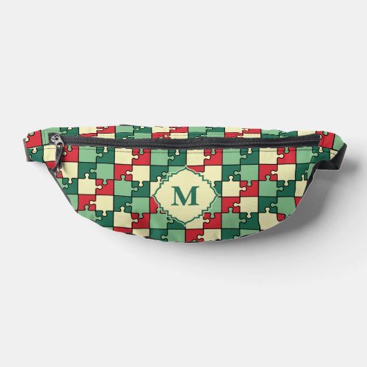 Christmas Green Geometry Puzzle Piece Muster Bauchtasche (Ablage )