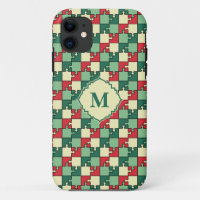 Christmas Green Geometry Puzzle Piece Muster