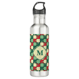 Christmas Green Geometry Puzzle Piece Muster Edelstahlflasche