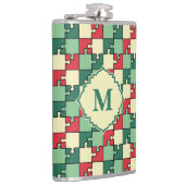 Christmas Green Geometry Puzzle Piece Muster Flachmann (Rechts)