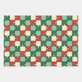 Christmas Green Geometry Puzzle Piece Muster Geschenkpapier Set (Vorderseite 3)