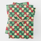 Christmas Green Geometry Puzzle Piece Muster Geschenkpapier Set (Beispiel)