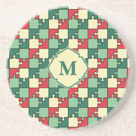 Christmas Green Geometry Puzzle Piece Muster Getränkeuntersetzer