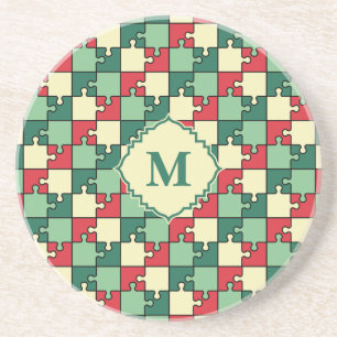 Christmas Green Geometry Puzzle Piece Muster Getränkeuntersetzer