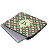 Christmas Green Geometry Puzzle Piece Muster Laptopschutzhülle (Vorne Knopf)