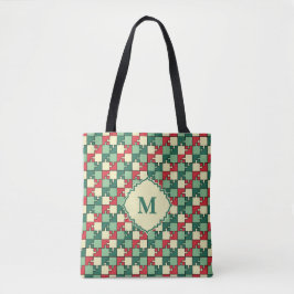 Christmas Green Geometry Puzzle Piece Muster Tasche