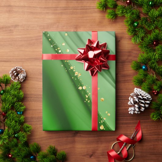 CHRISTMAS GREEN & GOLD ABSTRAKTE WIRBEL GESCHENKPAPIER (Feiertagsgeschenk)