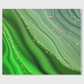 CHRISTMAS GREEN & GOLD ABSTRAKTE WIRBEL GESCHENKPAPIER (Flach)