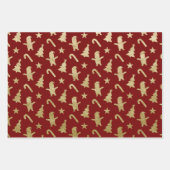 CHRISTMAS GREEN & GOLD URLAUB BÄUME ORNAMENTS GESCHENKPAPIER SET (Vorderseite 2)