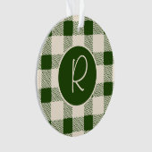 Christmas Green Kariert Monogram Holiday Einfach N Ornament (Vorderseite)