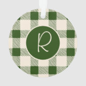 Christmas Green Kariert Monogram Holiday Einfach N Ornament (Rückseite)