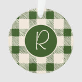 Christmas Green Kariert Monogram Holiday Einfach N Ornament (Vorderseite)