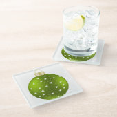 CHRISTMAS GREEN MIT WHITE STARS ORNAMENT GLASUNTERSETZER (Schrägansicht)