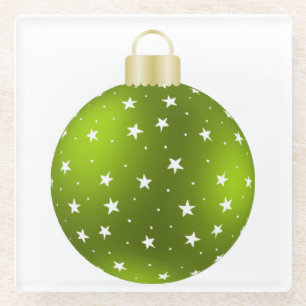 CHRISTMAS GREEN MIT WHITE STARS ORNAMENT GLASUNTERSETZER
