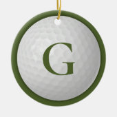 Christmas Green Monogram Golf Ball Keramik Ornament (Vorne)
