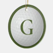 Christmas Green Monogram Golf Ball Keramik Ornament (Links)