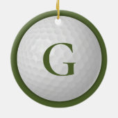 Christmas Green Monogram Golf Ball Keramik Ornament (Hinten)