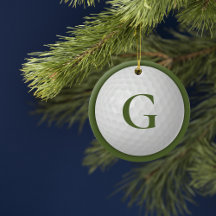 Christmas Green Monogram Golf Ball