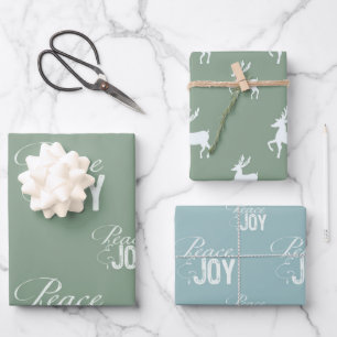 Christmas Green Peace und Freude Geschenkpapier Set