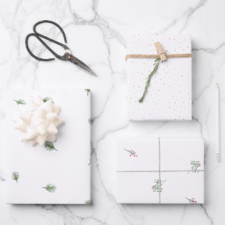 Christmas Green Pine Red Berry Pattern Geschenkpapier Set