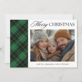 Christmas Green Plaid Photo Holiday Card Feiertagskarte