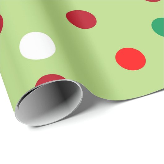 Christmas Green Rainbow Polka Dots Wrapping Paper Geschenkpapier (Rolleneckpunkt)