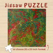 Christmas Green Red Gold abstract marbled  Puzzle