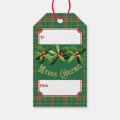 Christmas Green Red Kariert Geschenkanhänger (Vorderseite)