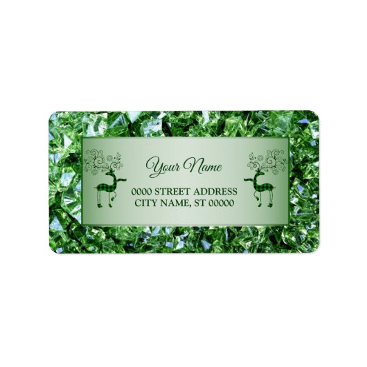 Christmas Green Reindeer Holidays Trendy Adressaufkleber (Vorne)