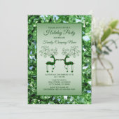 Christmas Green Reindeer Trendy Holidays Einladung (Stehend Vorderseite)