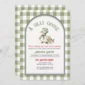 Christmas Green Silly Goose Baby Shower Einladung (Vorne/Hinten)