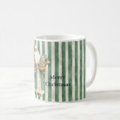 Christmas Green Stripes Teddy Bear Gifts Santa Kaffeetasse (VorderseiteRechts)