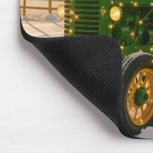 Christmas Green Tractor With Glowing Lights Mousepad (Ecke)