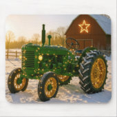 Christmas Green Tractor With Glowing Lights Mousepad (Vorne)