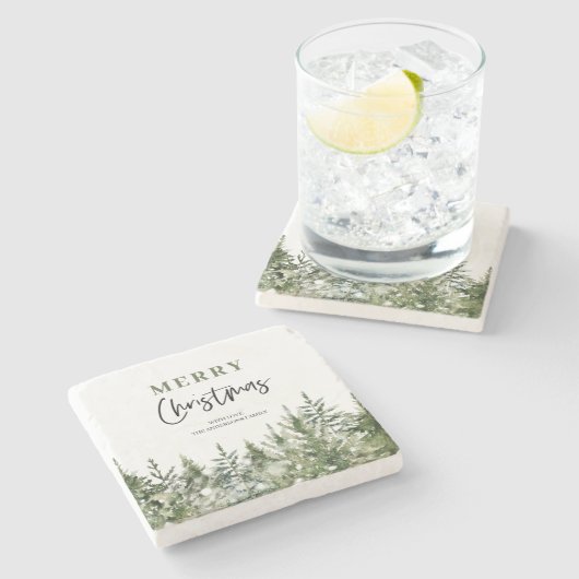 Christmas Green Tree | Merry Christmas Steinuntersetzer (Seitenansicht)